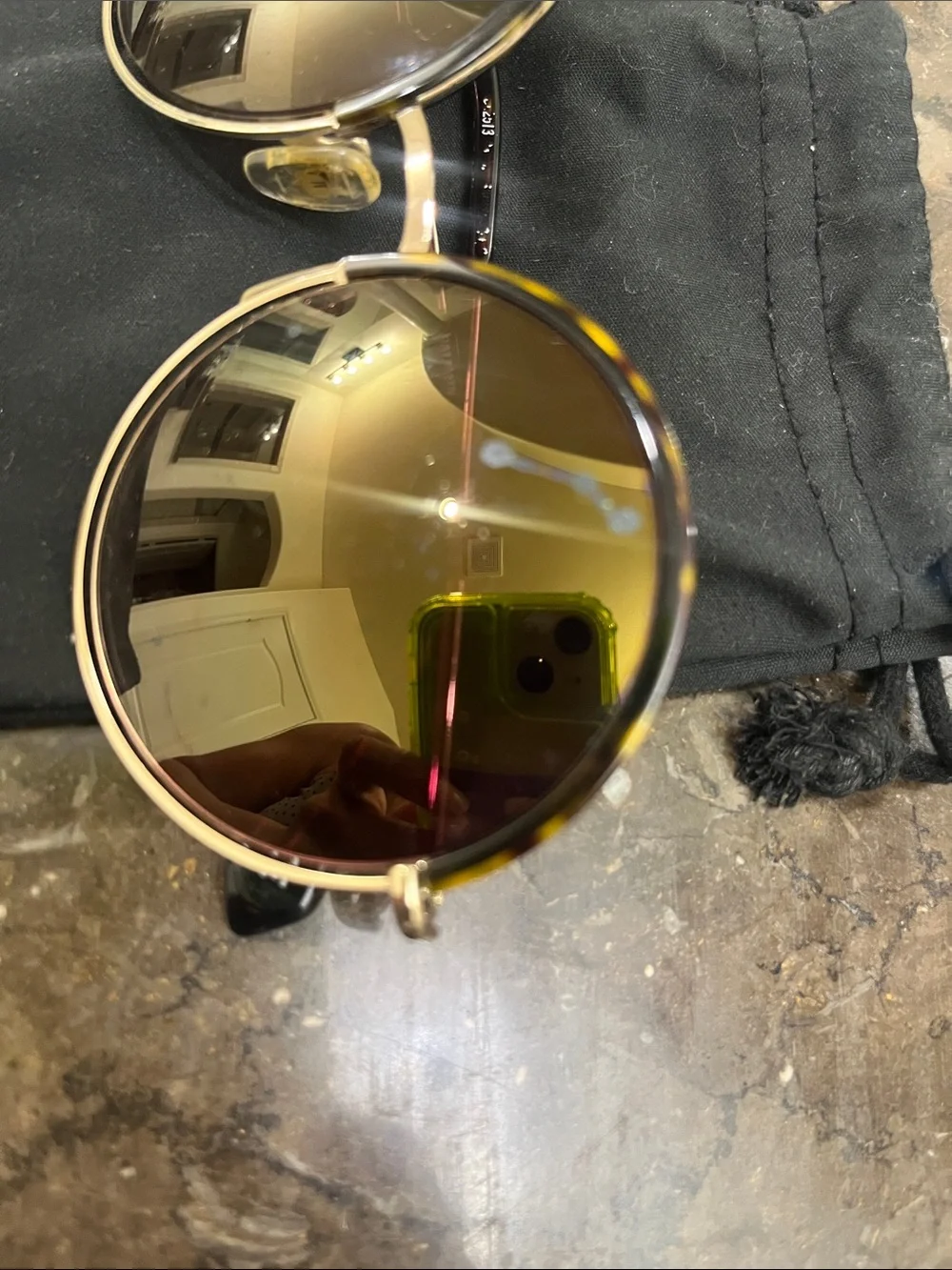 Balmain Gold Round Sunglasses with Gold Mirrors